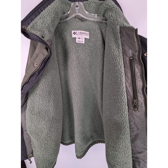 Columbia Jacket Men Large Green Sherpa Fleece Lined Full Zip Windbreaker - Picture 9 of 16